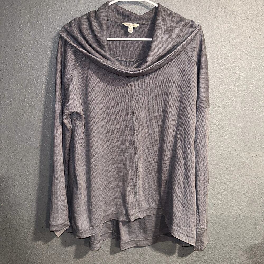 Lucky Brand Cowl Neck Gray Womens Blouse Medium